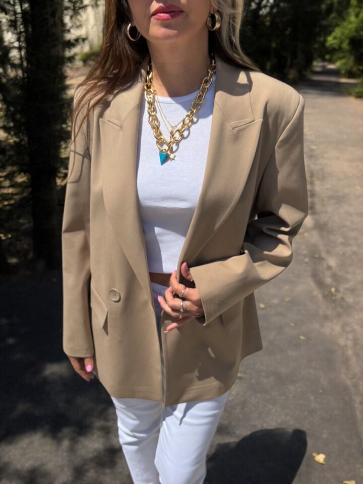 Premium Blazer Ceket Bej