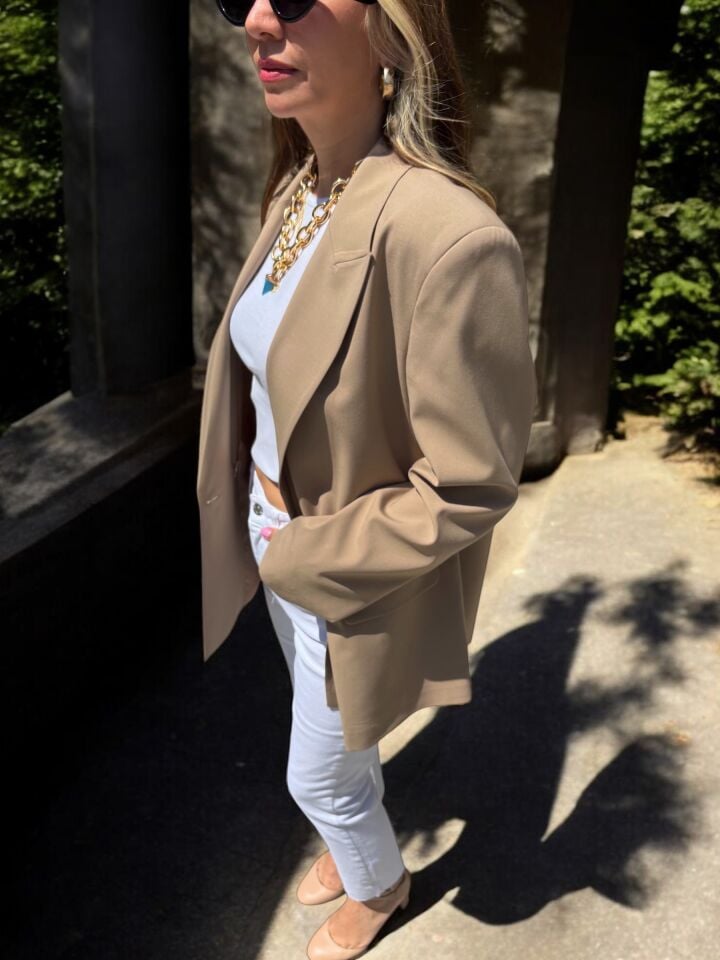 Premium Blazer Ceket Bej