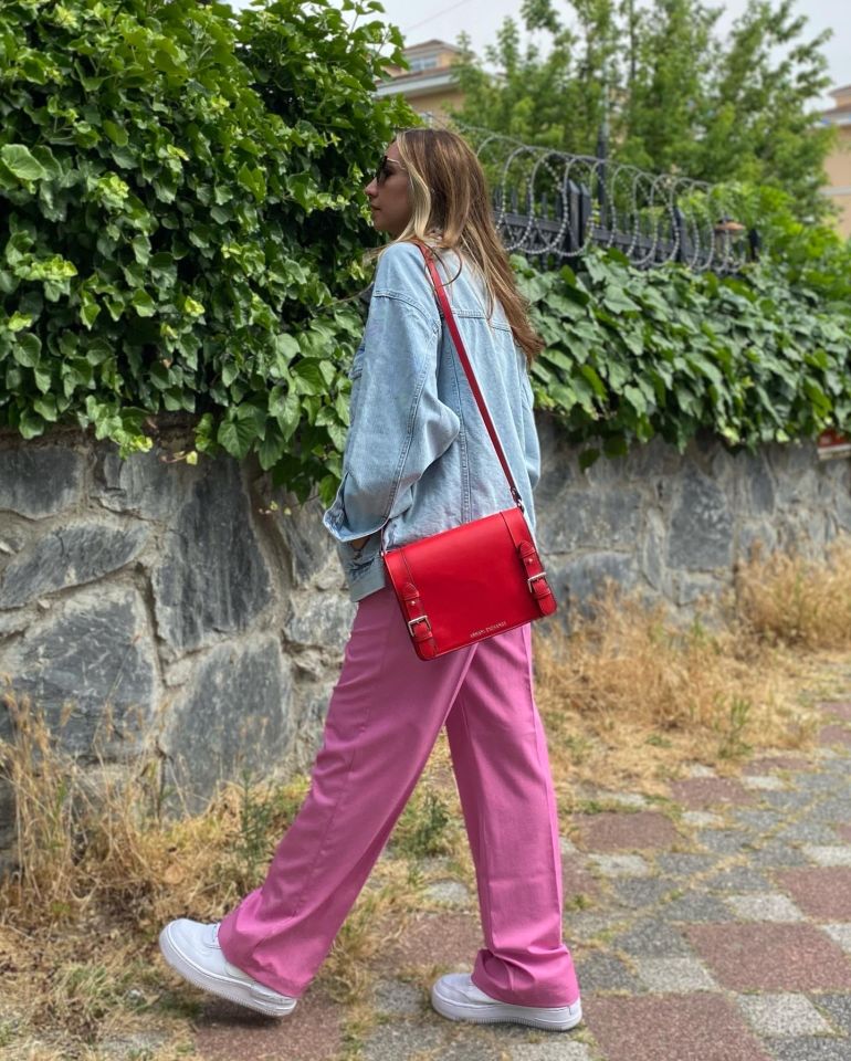 Beli Lastikli Pembe Pantolon