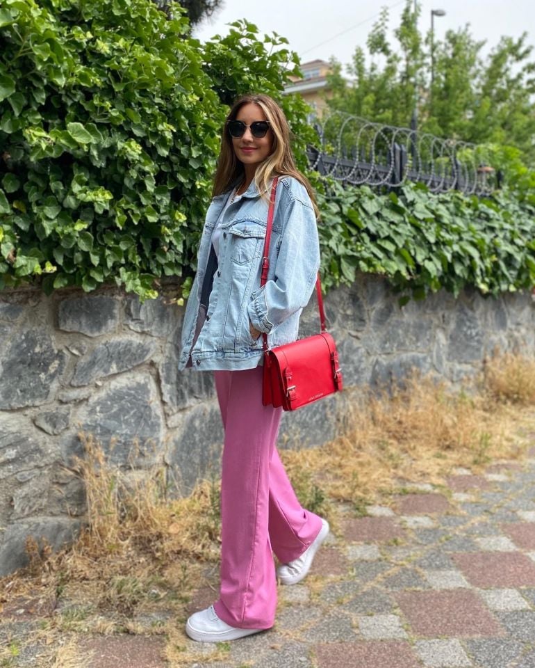 Beli Lastikli Pembe Pantolon