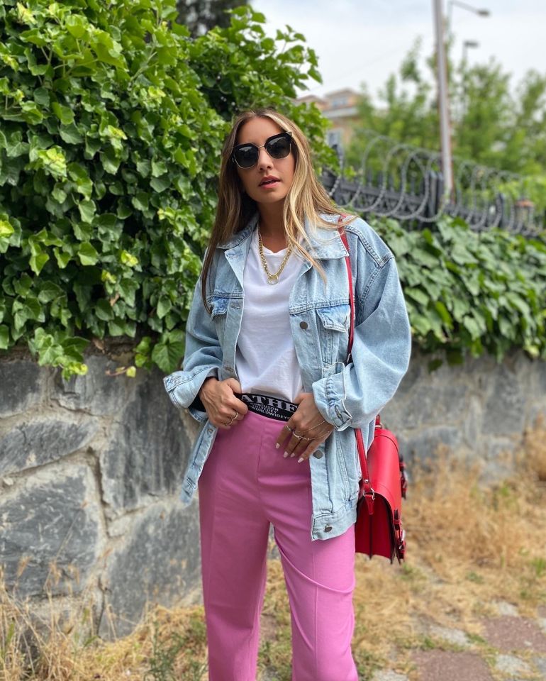 Beli Lastikli Pembe Pantolon