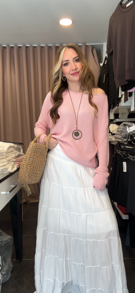 İthal Düz Desen Biyeli Pamuk Etek Beyaz