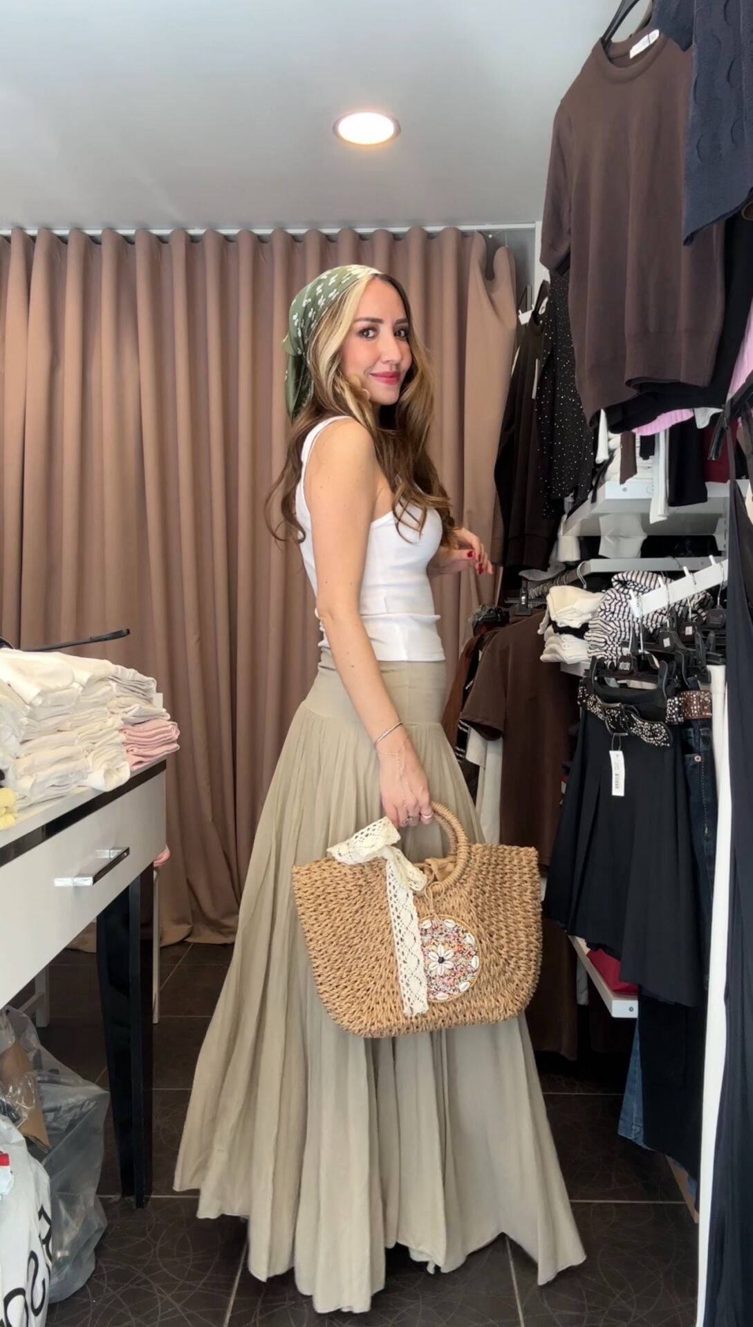 İthal Eteği Asimetrik Pamuk Etek Bej