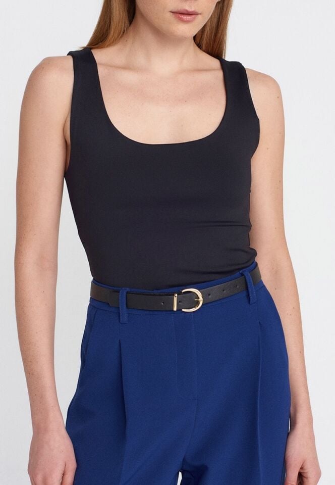 Dilvin Kalın Askılı Bluz Siyah