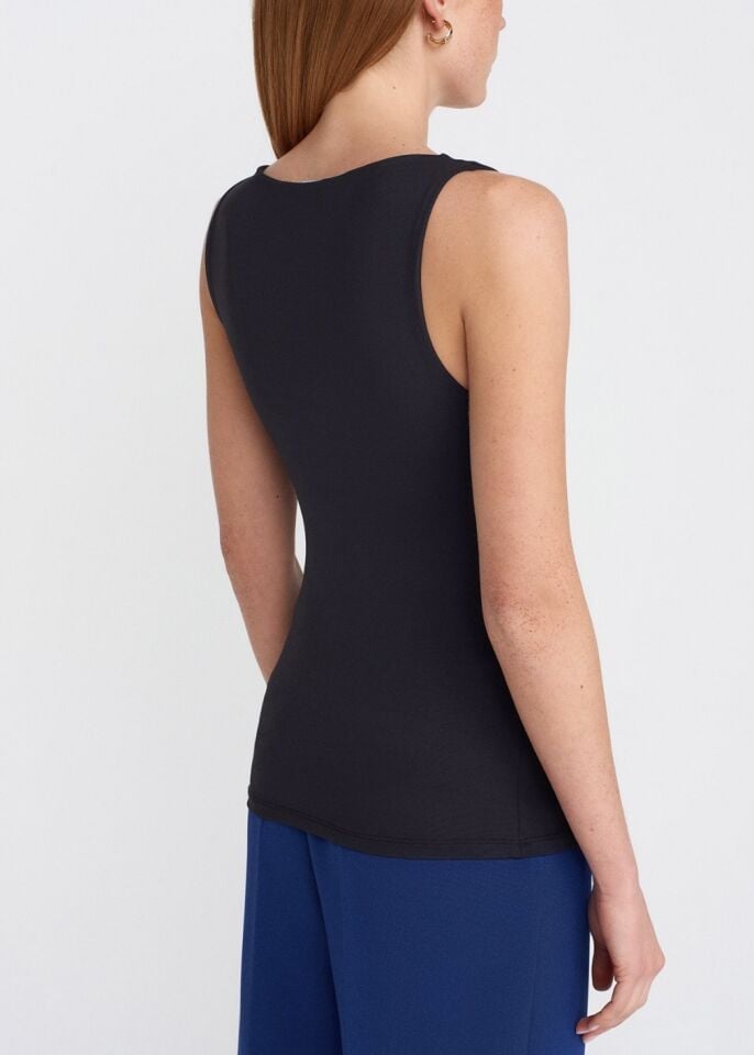 Dilvin Kalın Askılı Bluz Siyah