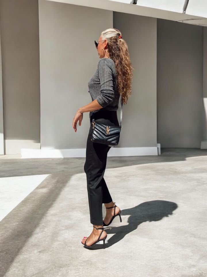 Bisiklet Yaka Transparan Füme Triko