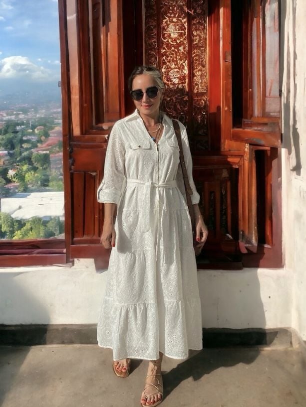 Premium Uzun Ekru Fisto Elbise