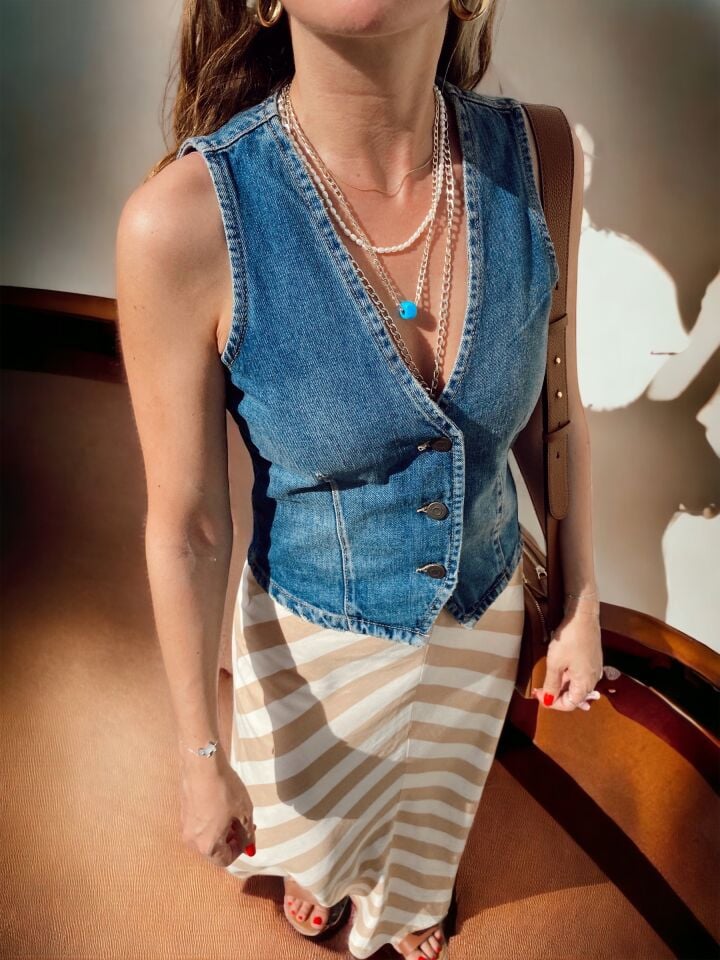 Retro Denim Yelek