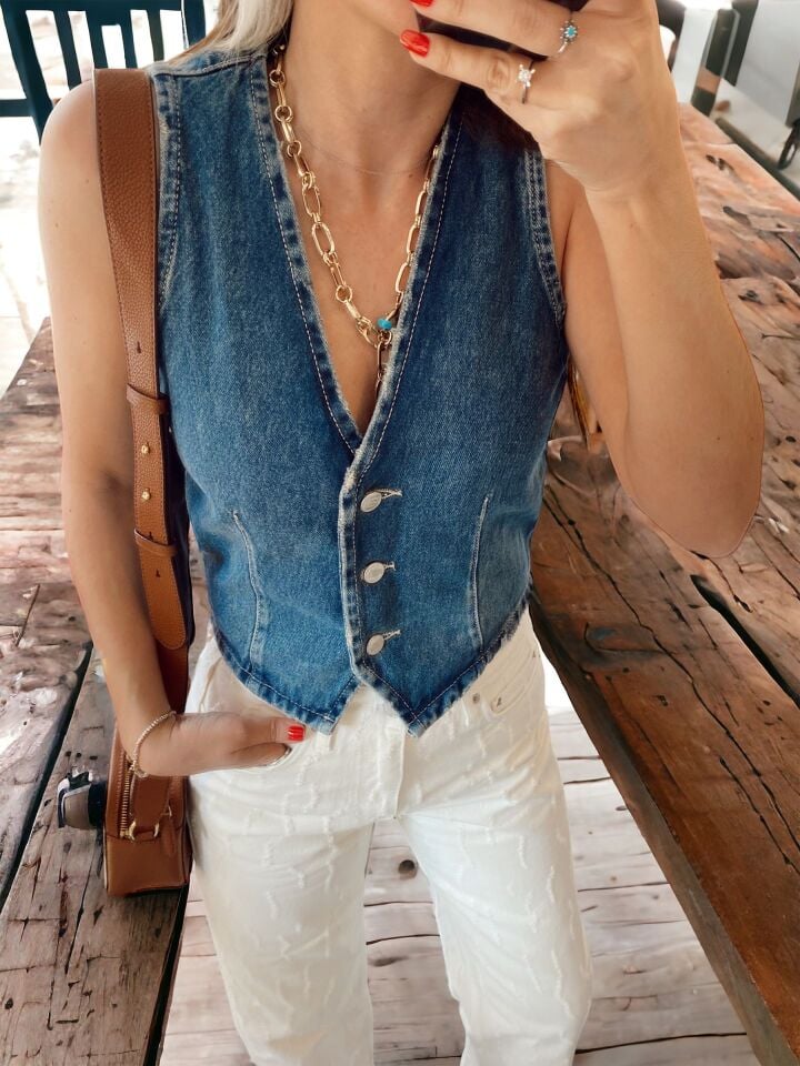 Retro Denim Yelek