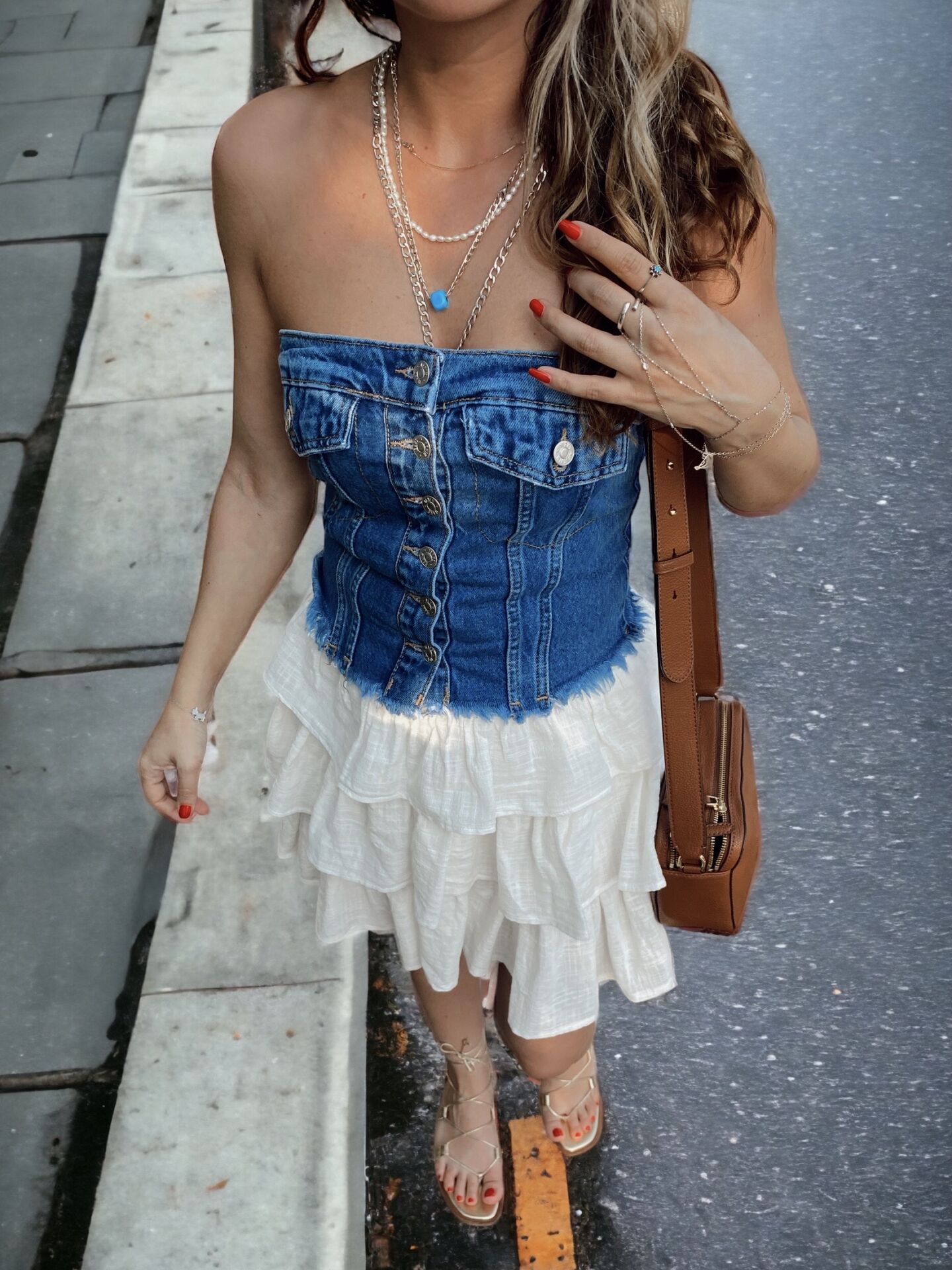 Tasarım Straplez Denim Büstiyer