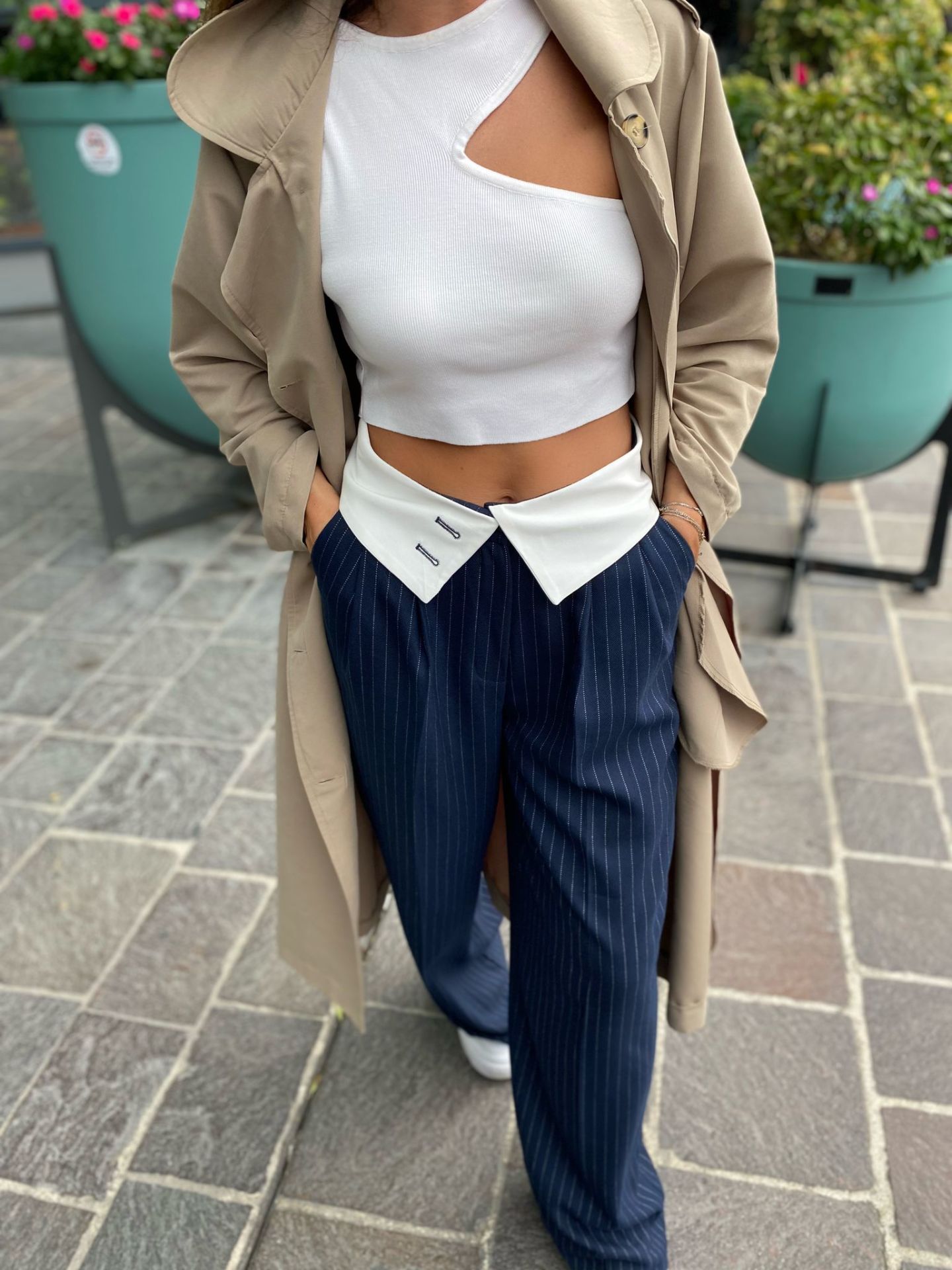 Beli Yaka detaylı Palazzo Pantolon