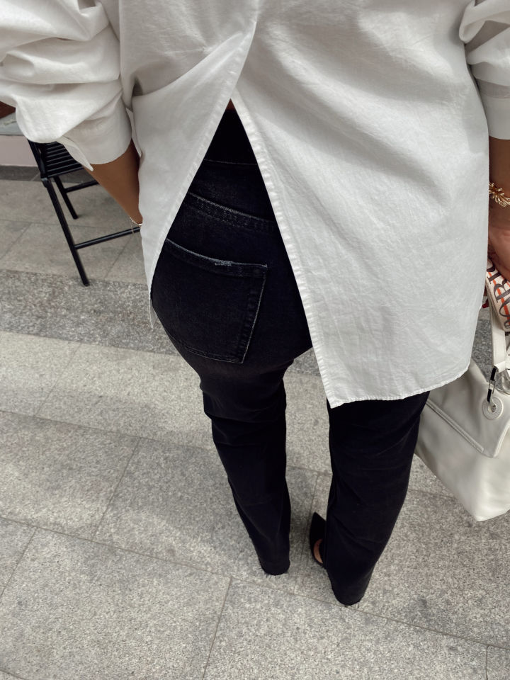 Yüksek Bel Straight Fit Siyah Pantolon