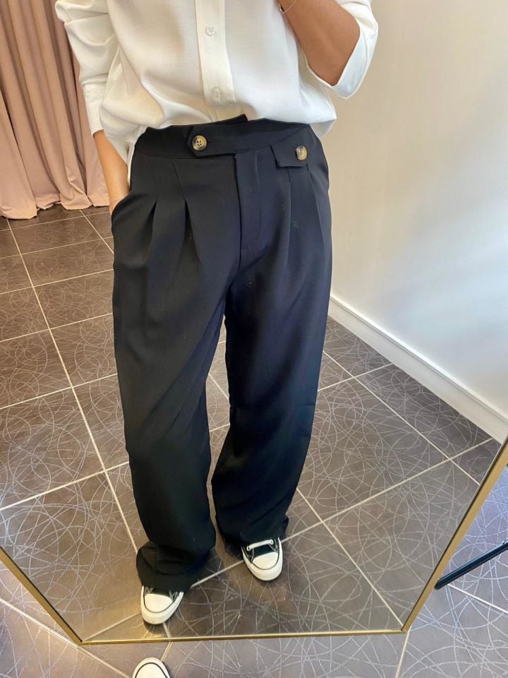 Premium Siyah Palazzo Pantolon