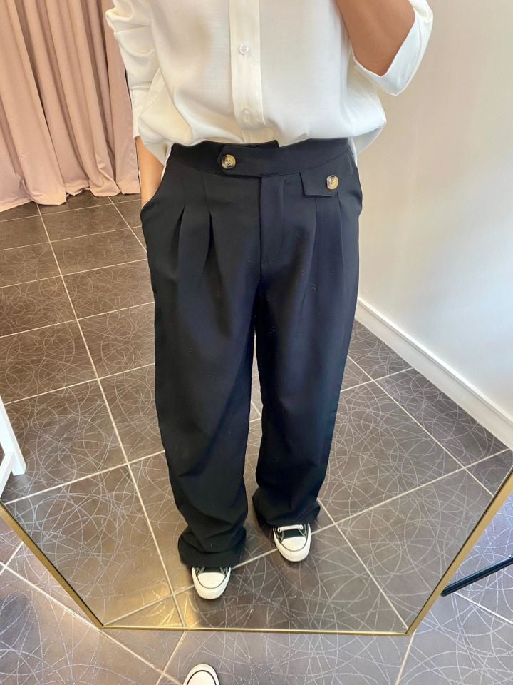Premium Siyah Palazzo Pantolon