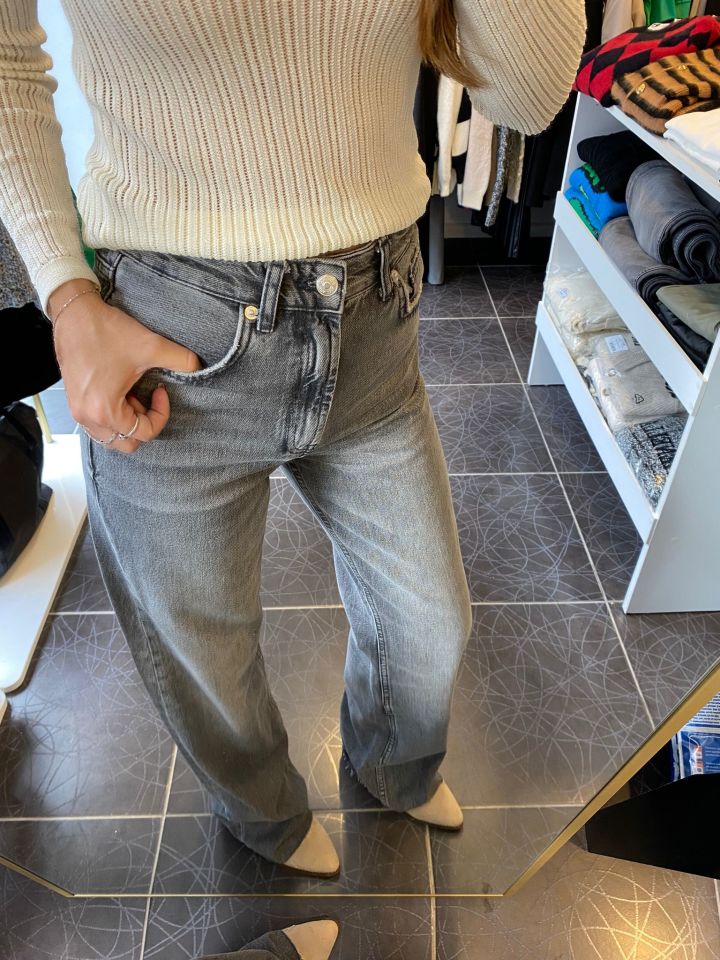 Wide Leg Füme Jean Pantolon