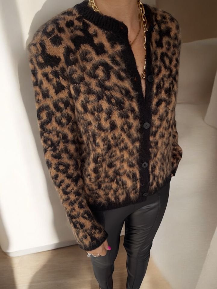 Leopar Desenli Marka Modeli Hırka