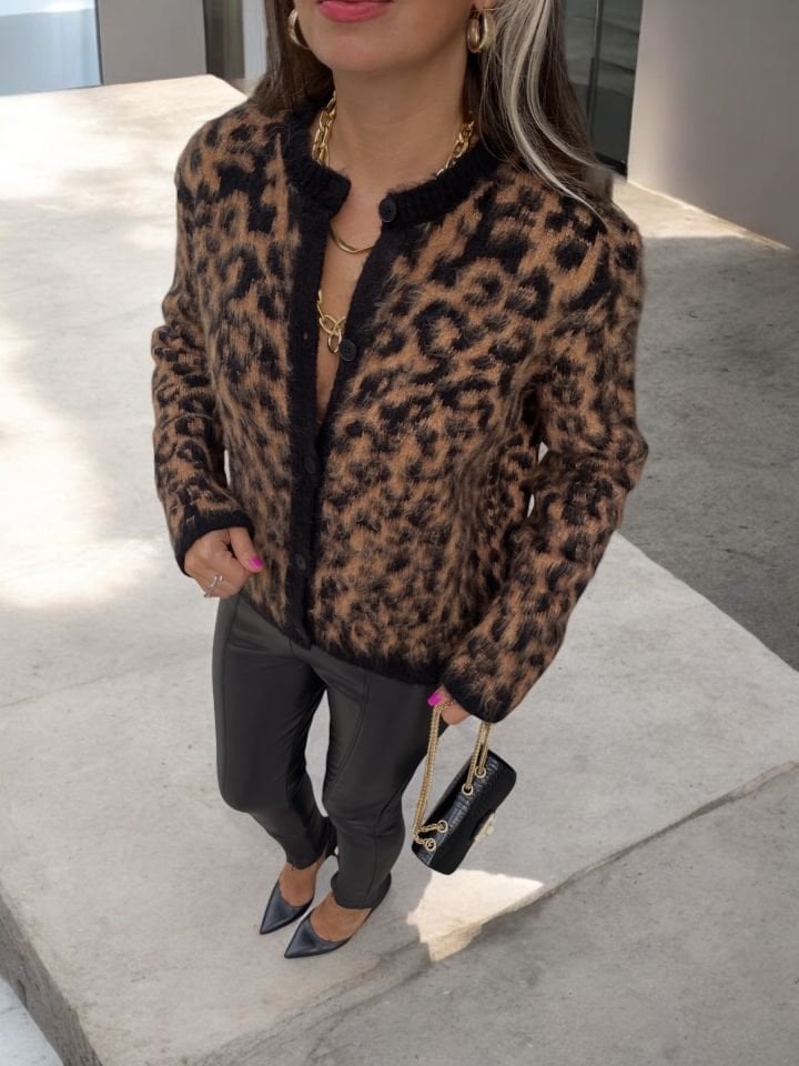 Leopar Desenli Marka Modeli Hırka