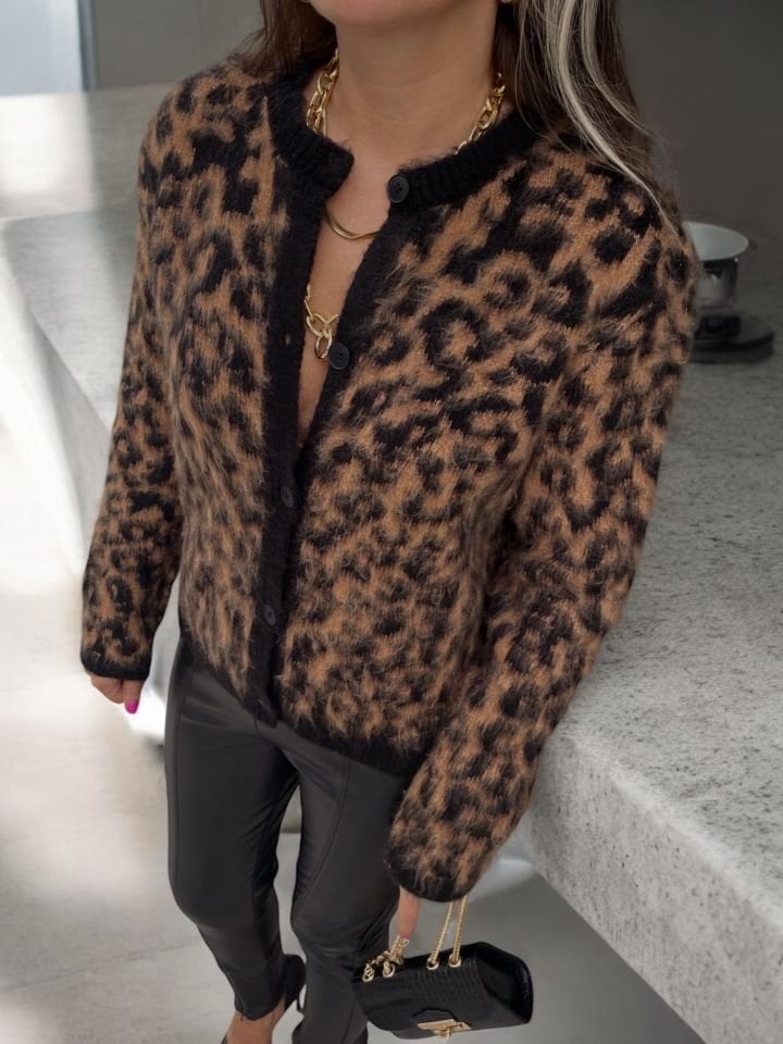 Leopar Desenli Marka Modeli Hırka