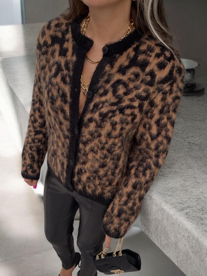 Leopar Desenli Marka Modeli Hırka
