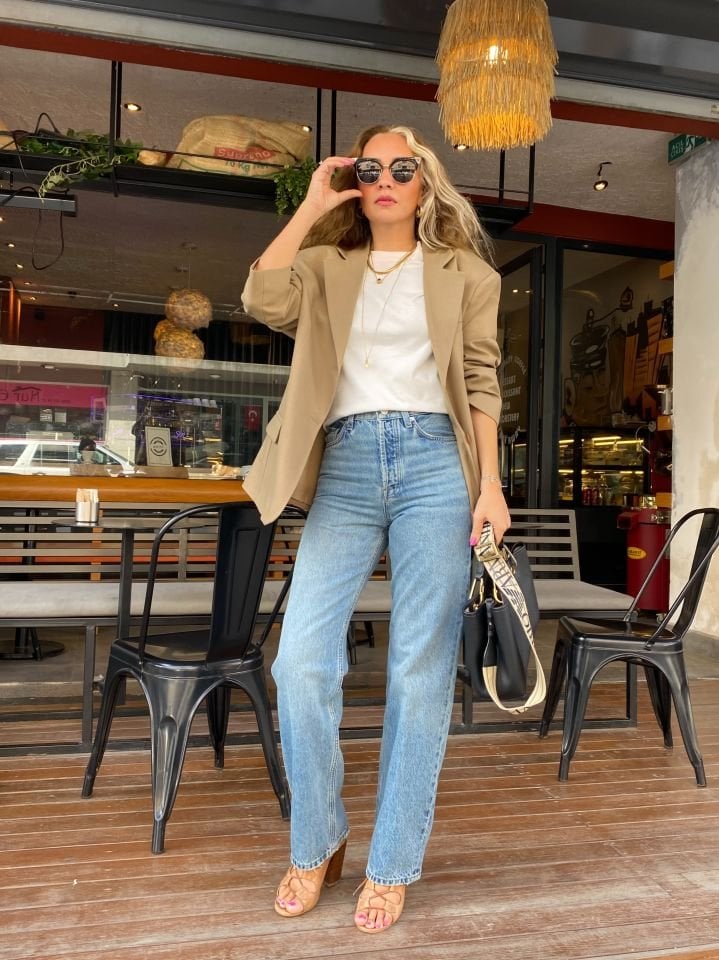 Straight Fit Yüksek Bel Jean Pantolon