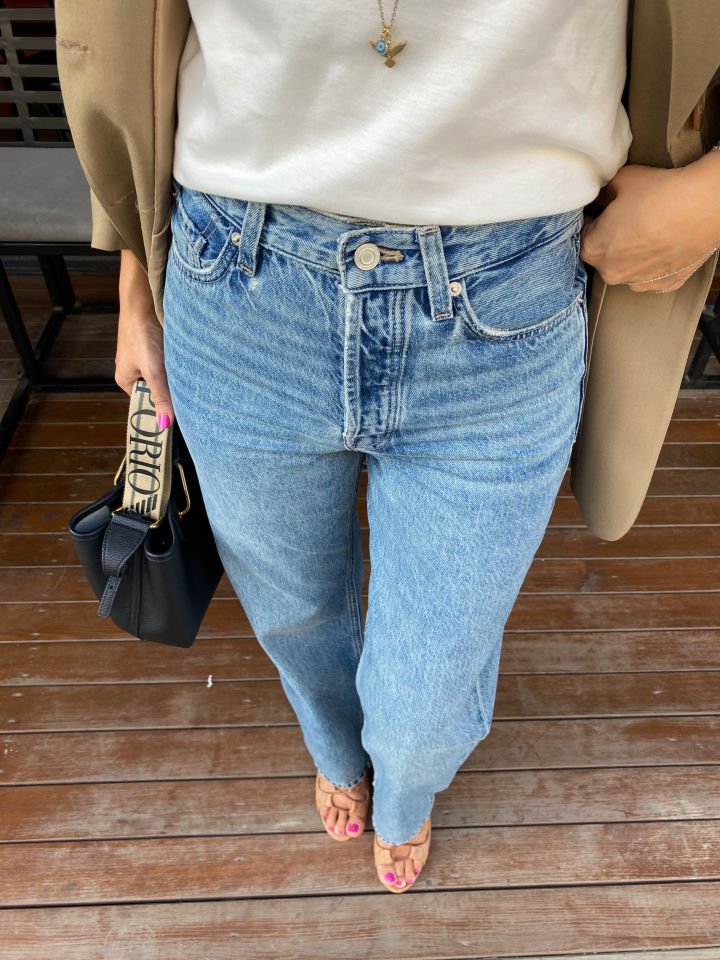 Straight Fit Yüksek Bel Jean Pantolon