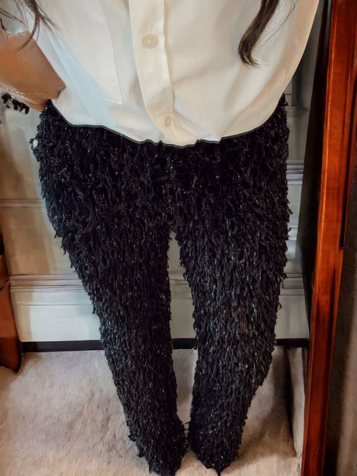 Simli İpli Siyah Pantolon