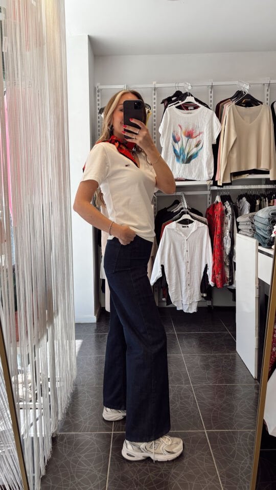 Beli Lastikli Likralı Bilek Boy Denim Pantolon Lacivert
