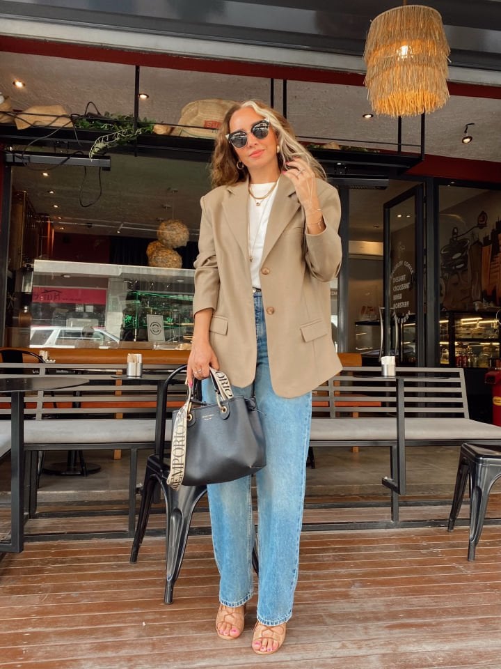 Oversize Blazer Ceket Karamel Kahve