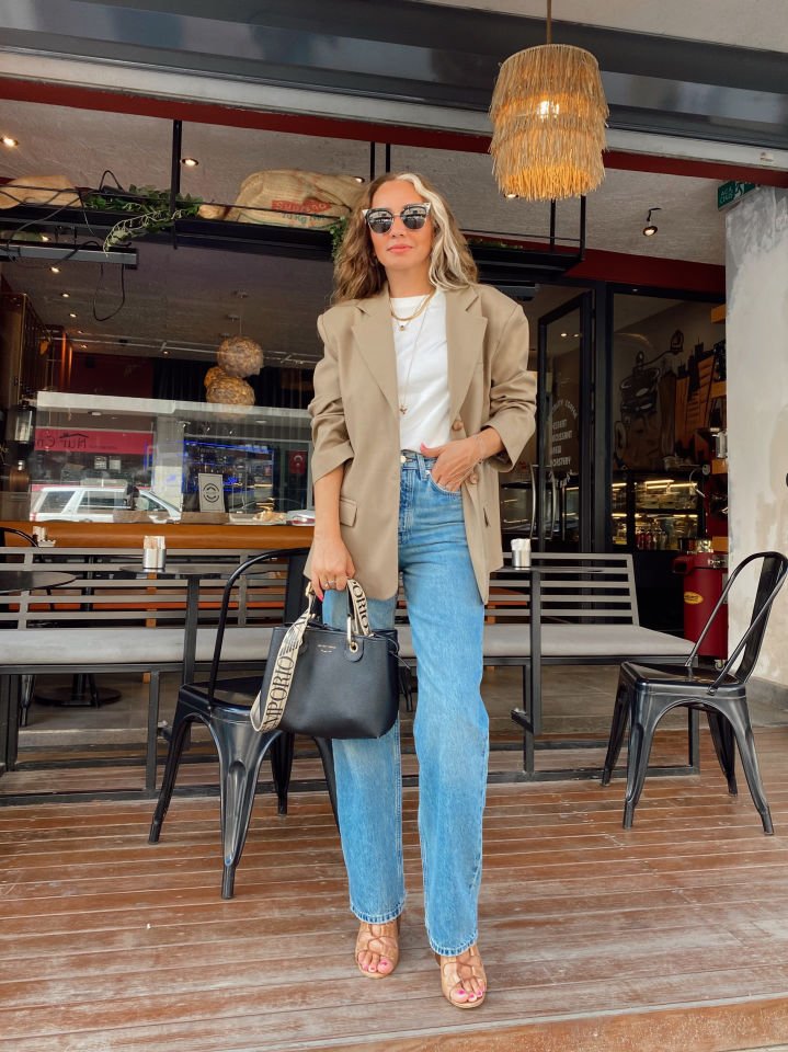 Oversize Blazer Ceket Karamel Kahve