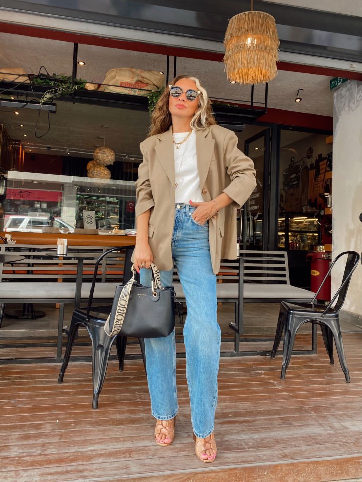 Oversize Blazer Ceket Karamel Kahve
