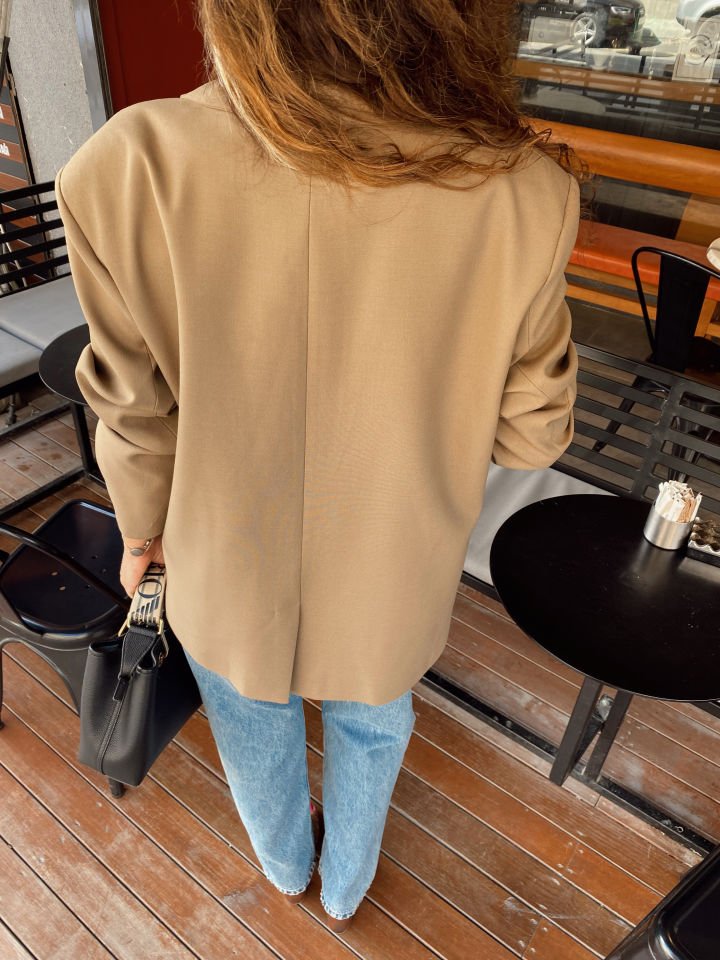 Oversize Blazer Ceket Karamel Kahve