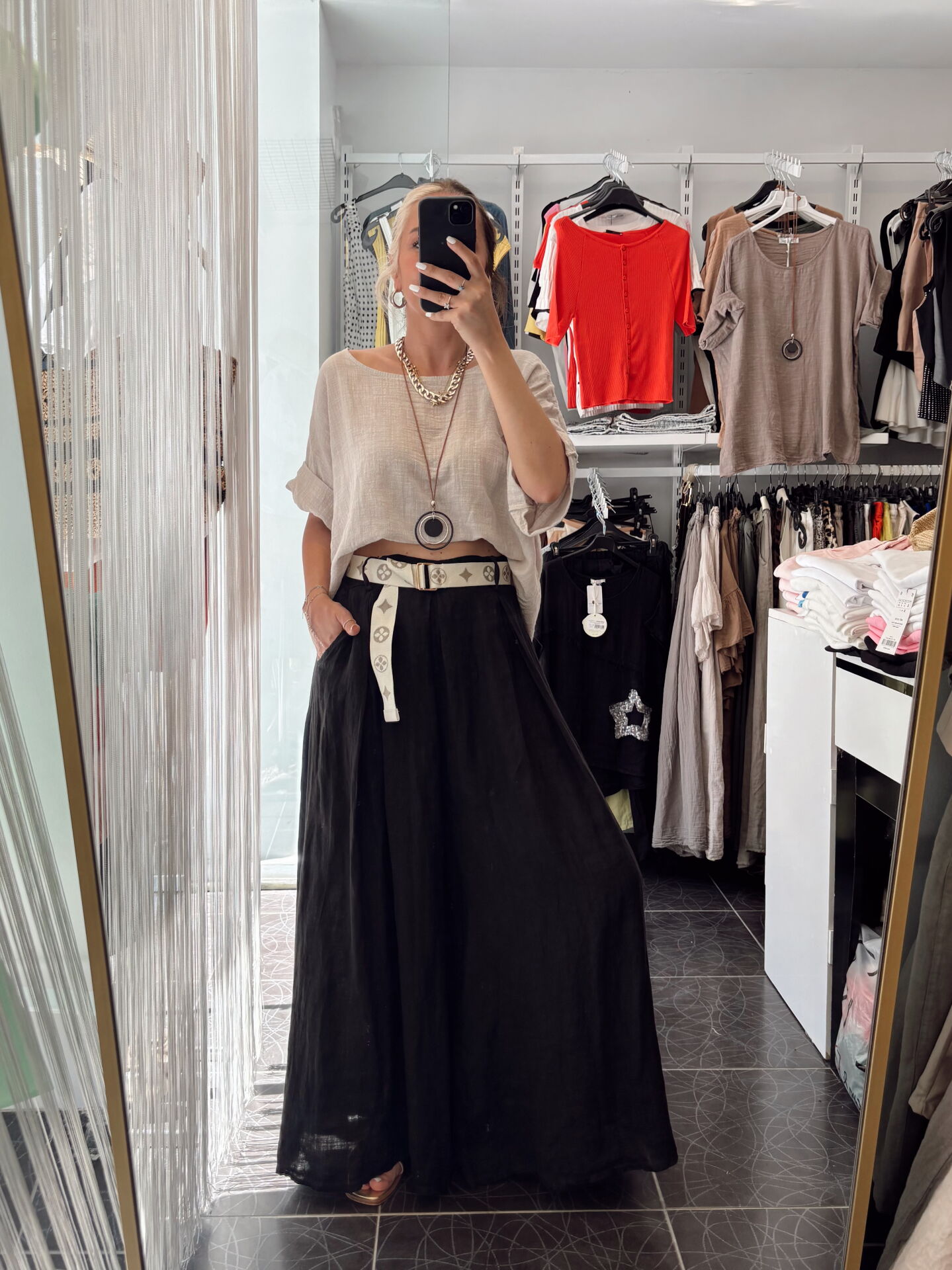 İtalyan Premium Tasarım Keten Pantolon Siyah