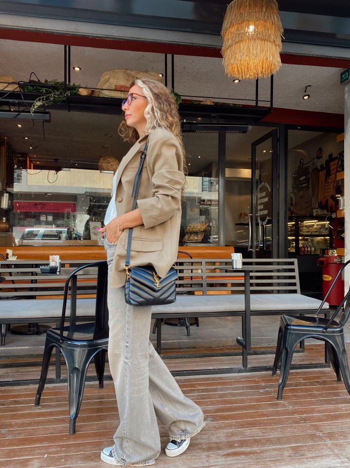 Wide Leg Straight Fit Yüksek Bel Jean Pantolon Gri