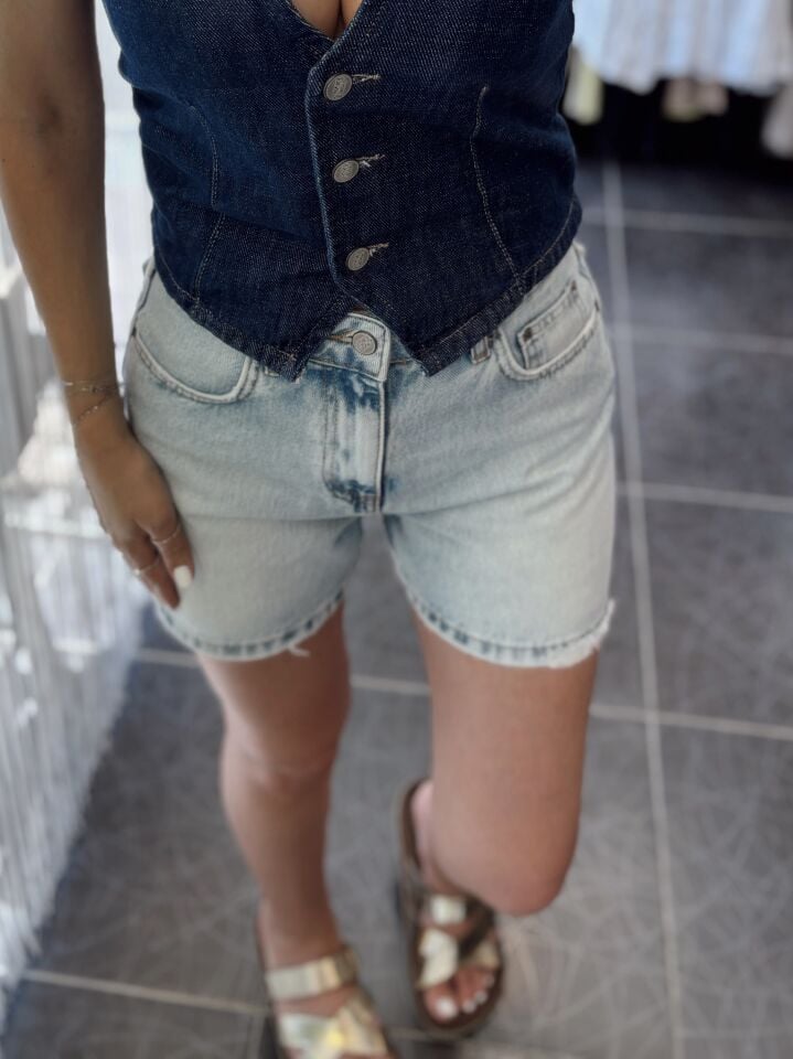 Premium Retro Mavi Denim Şort