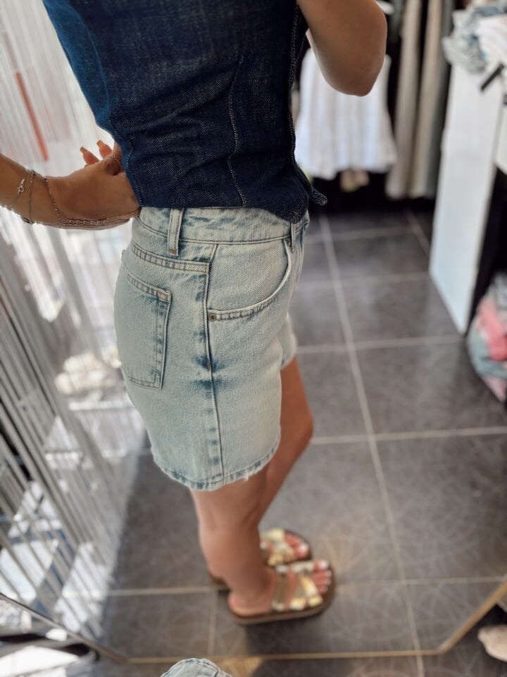 Premium Retro Mavi Denim Şort