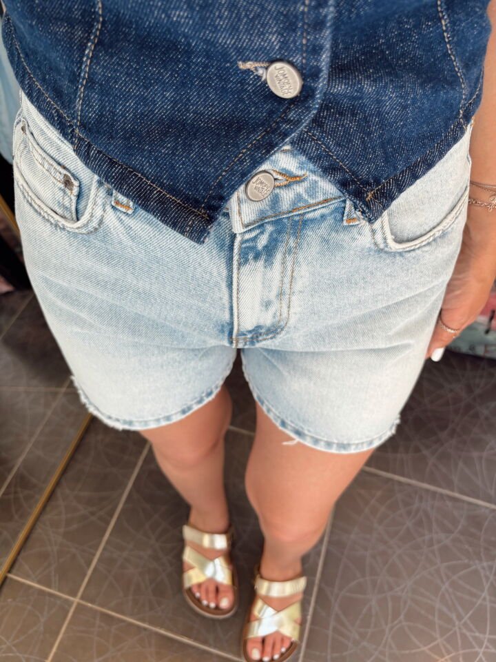 Premium Retro Mavi Denim Şort