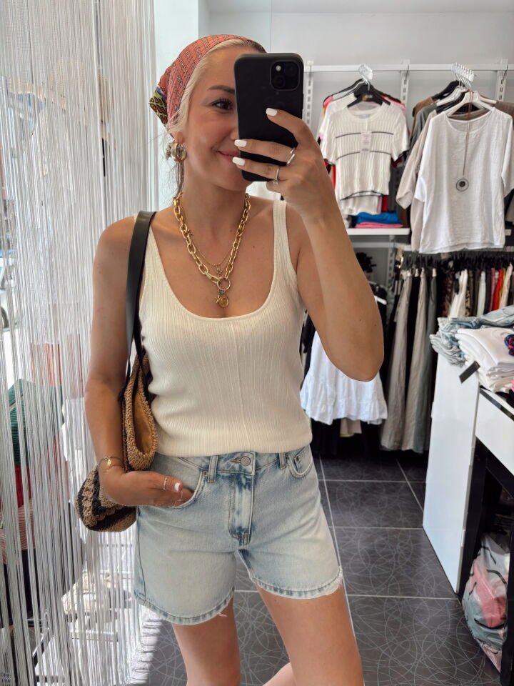 Premium Retro Mavi Denim Şort