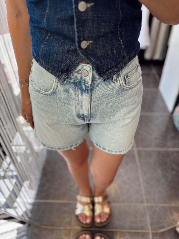 Premium Retro Mavi Denim Şort