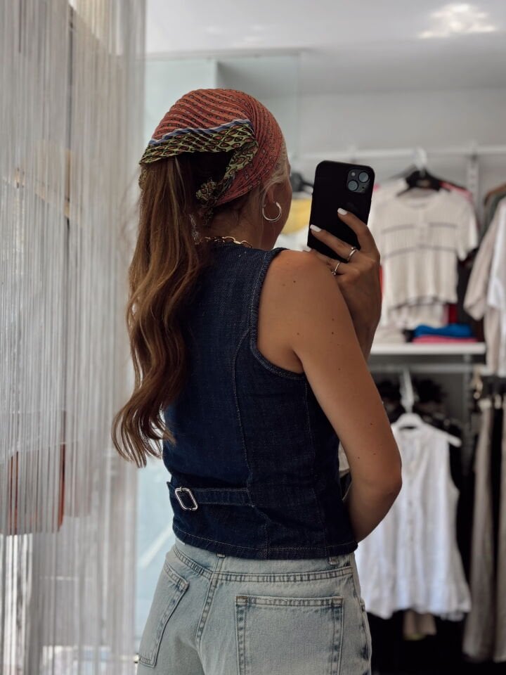 Tasarım Lacivert Denim Yelek