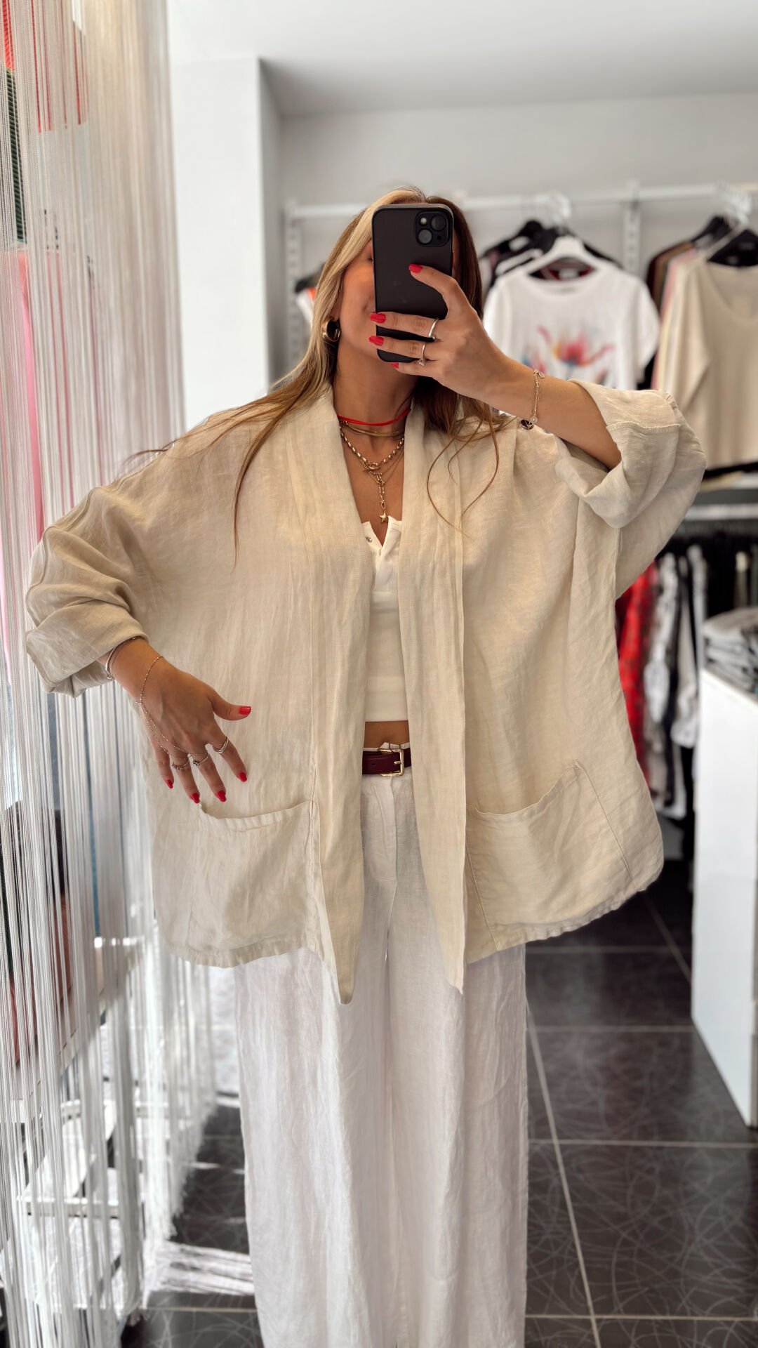 İthal Cepli Oversize  Ceket Bej