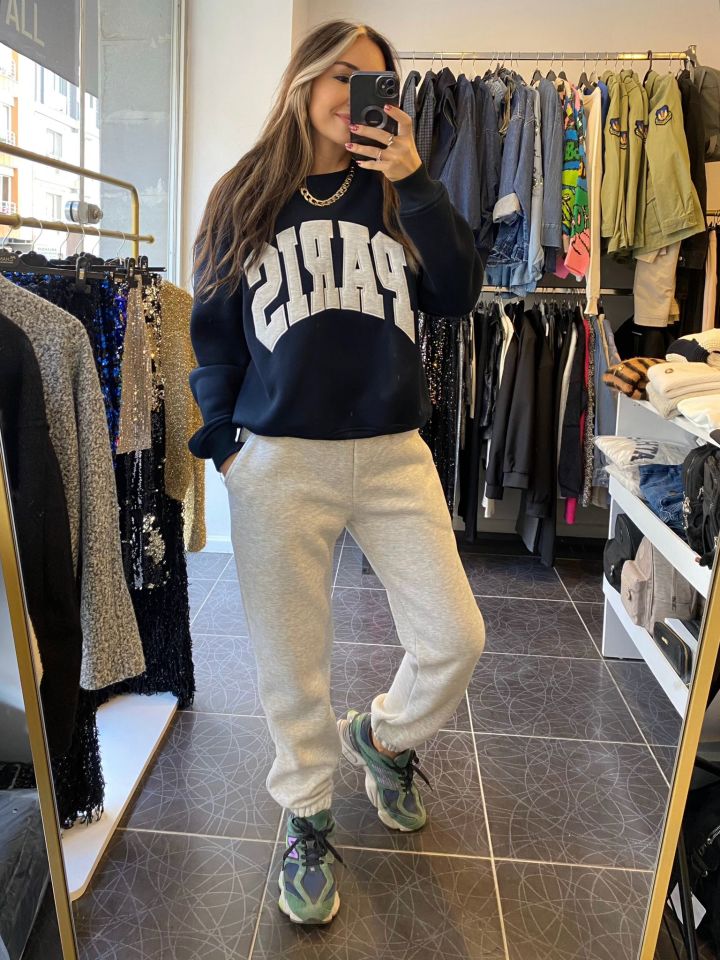 Premium Paris Yazılı Sweatshirt Eşofman Takımı