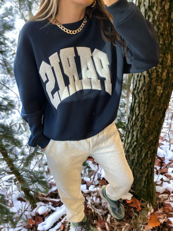 Premium Paris Yazılı Sweatshirt Eşofman Takımı