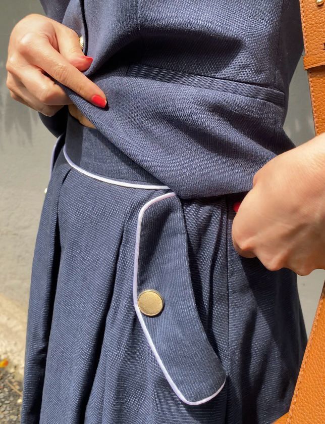 Premium tasarım Keten Cepli etek