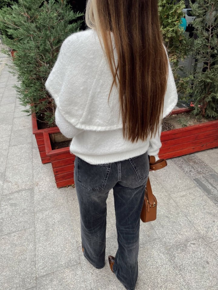 Orta Bel Jean Pantolon Taşlanmış Siyah