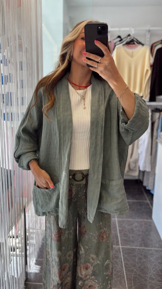 İthal Cepli Oversize  Ceket Haki Yeşil