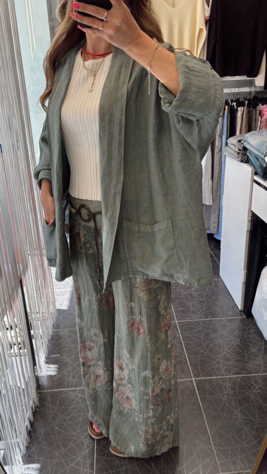 İthal Cepli Oversize  Ceket Haki Yeşil