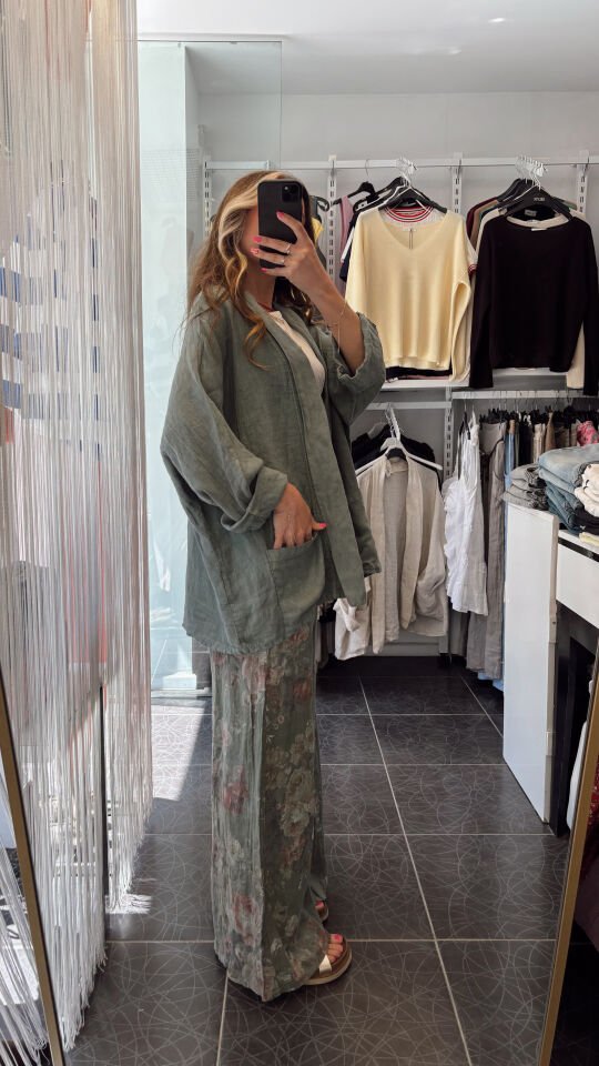 İthal Cepli Oversize  Ceket Haki Yeşil