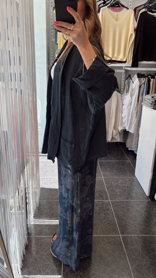 İthal Cepli Oversize  Ceket Lacivert