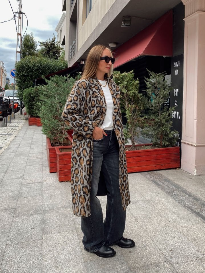 Premium Leopar Desen Kaban