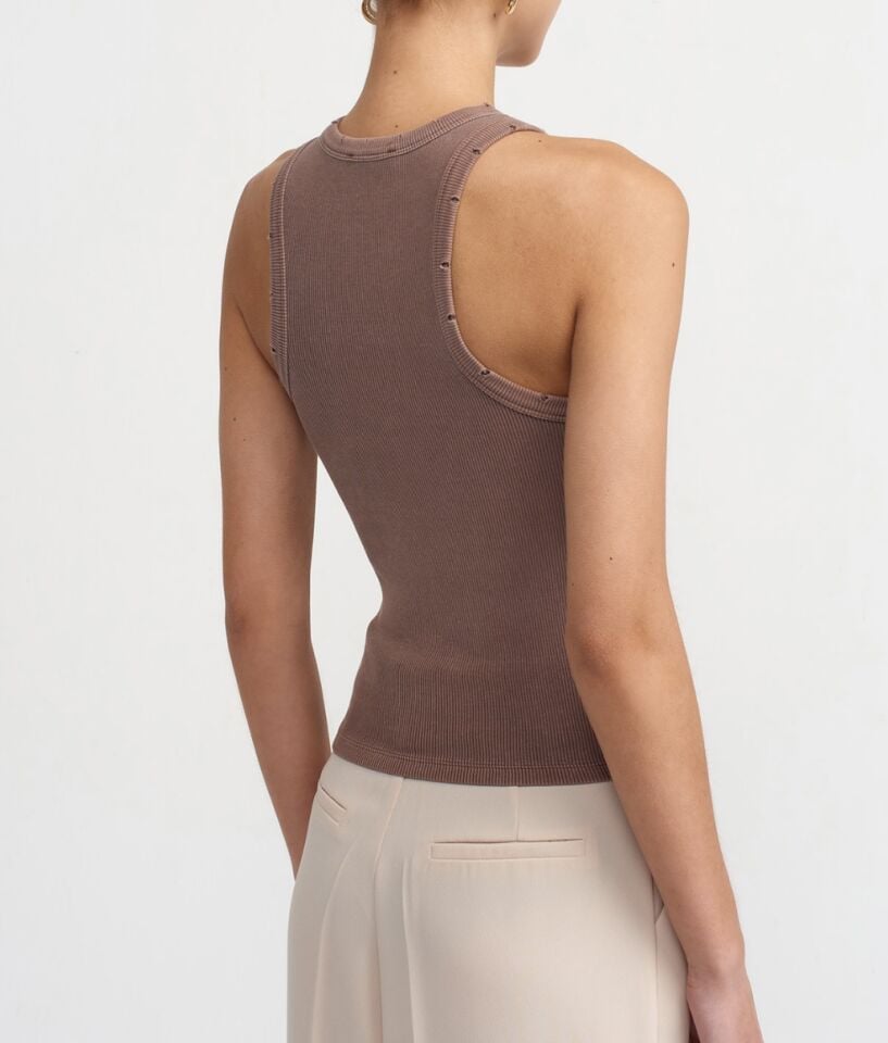 Fitilli Kolsuz Bluz Kahve